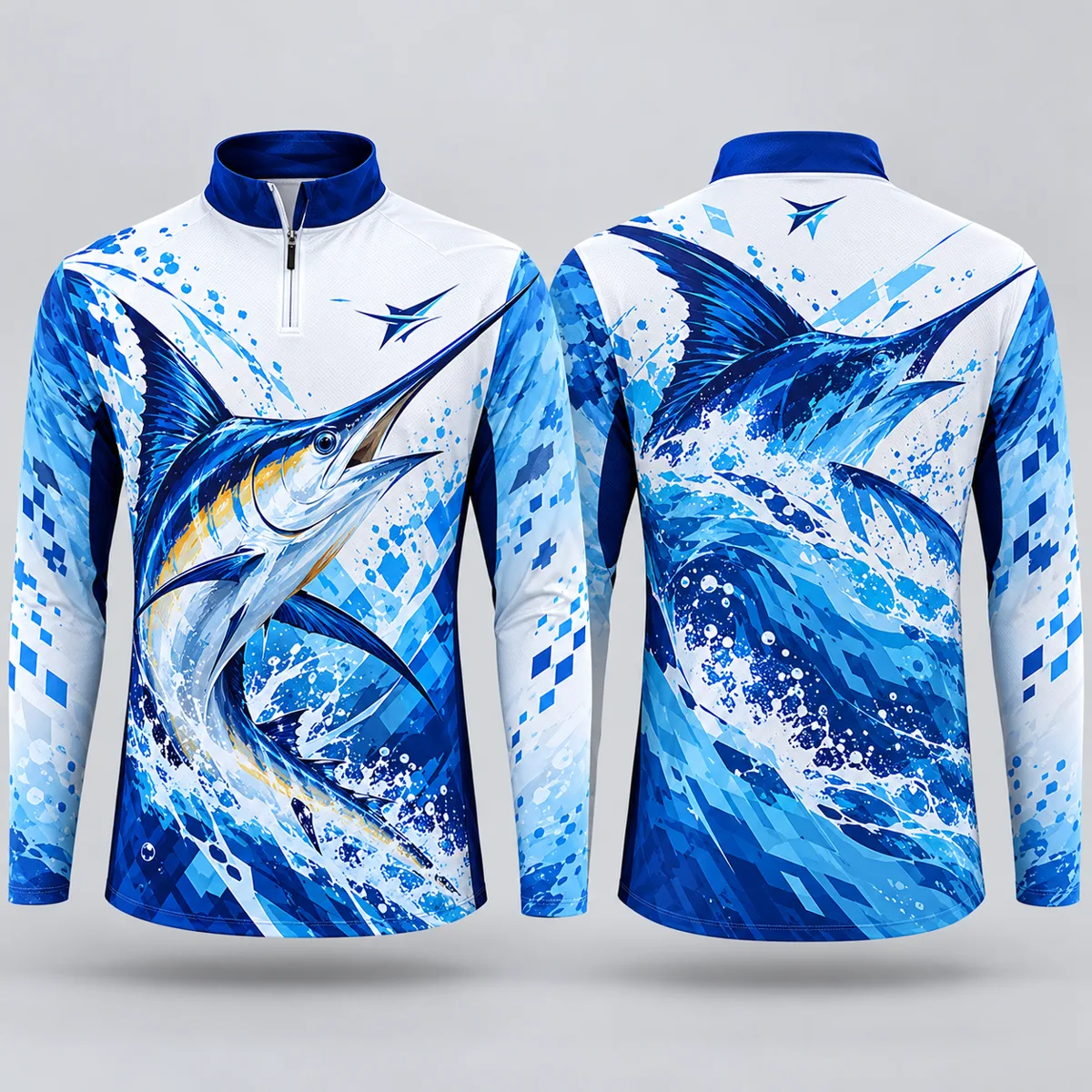 Long Sleeve Performance Fishing Shirt – Marlin Wave - custom sportswear manufacturer Glory Ground Apparel