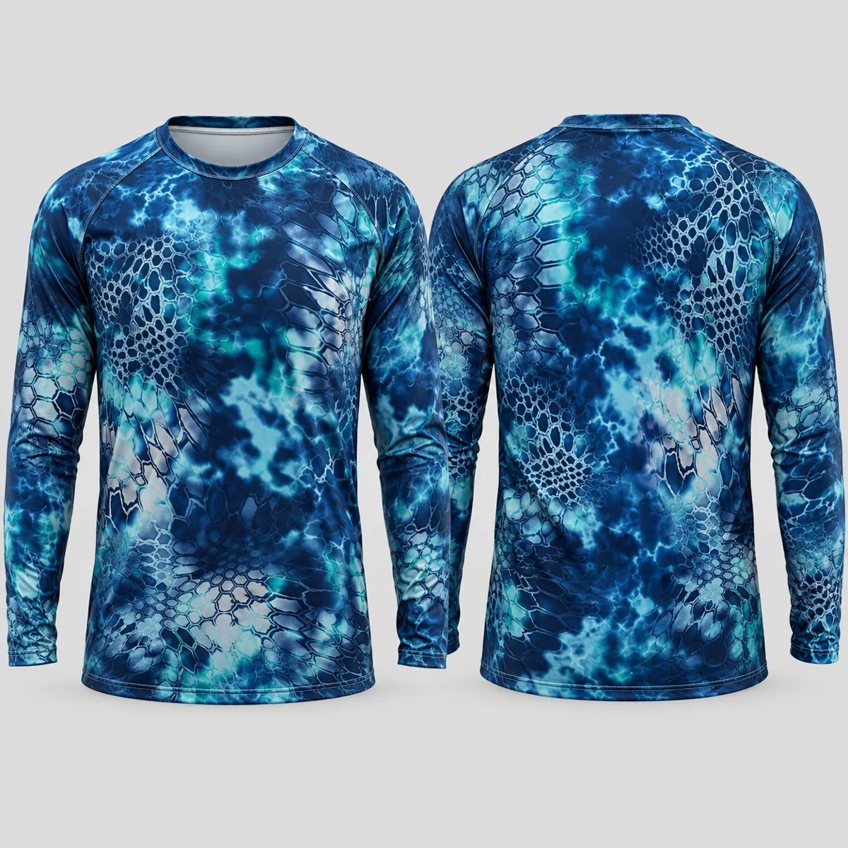 Long Sleeve Fishing Shirt – Blue Camo - custom sportswear manufacturer Glory Ground Apparel