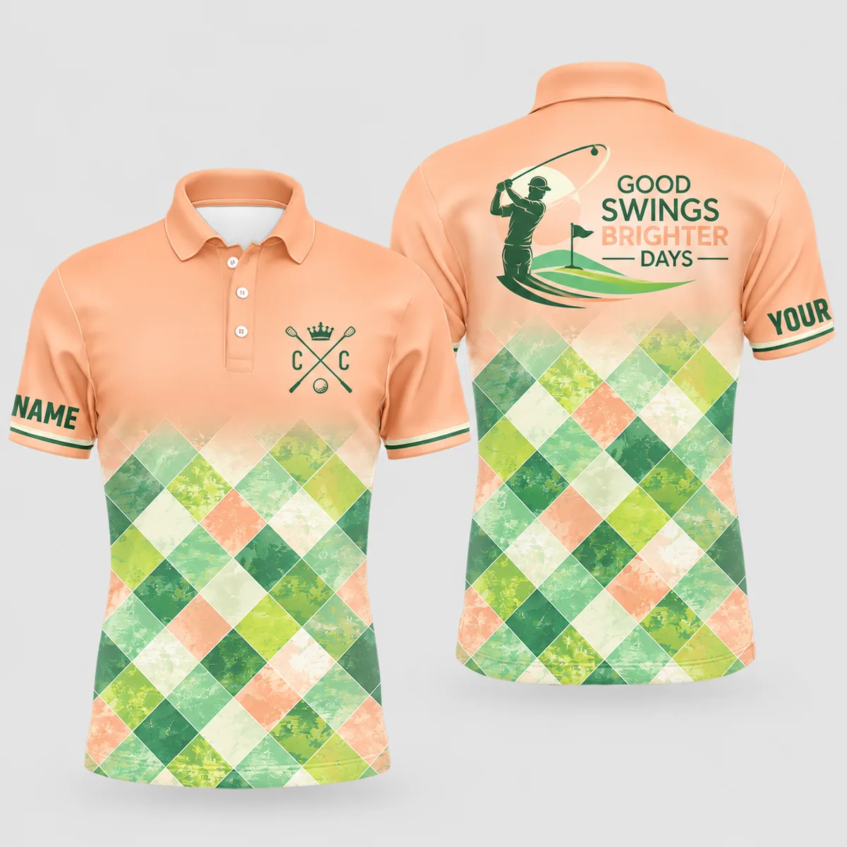 Argyle Check Golf Polo - custom sportswear manufacturer Glory Ground Apparel