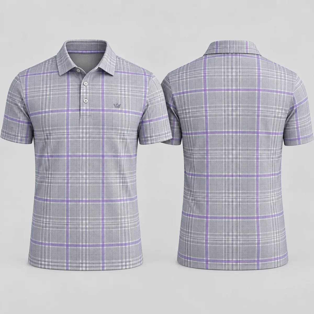Lavender Plaid Golf Polo - custom sportswear manufacturer Glory Ground Apparel