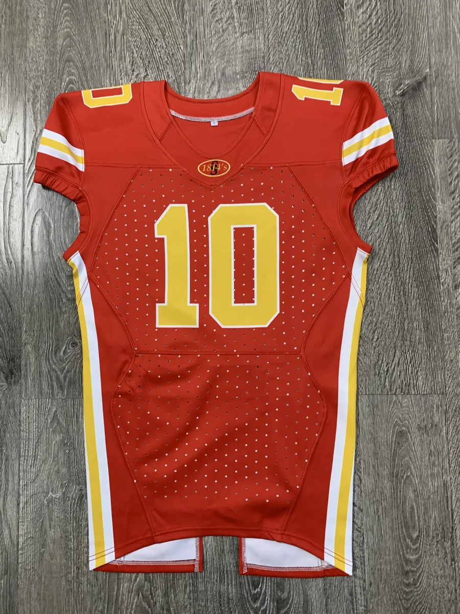American Football Jersey – Red & Gold - custom sportswear manufacturer Glory Ground Apparel