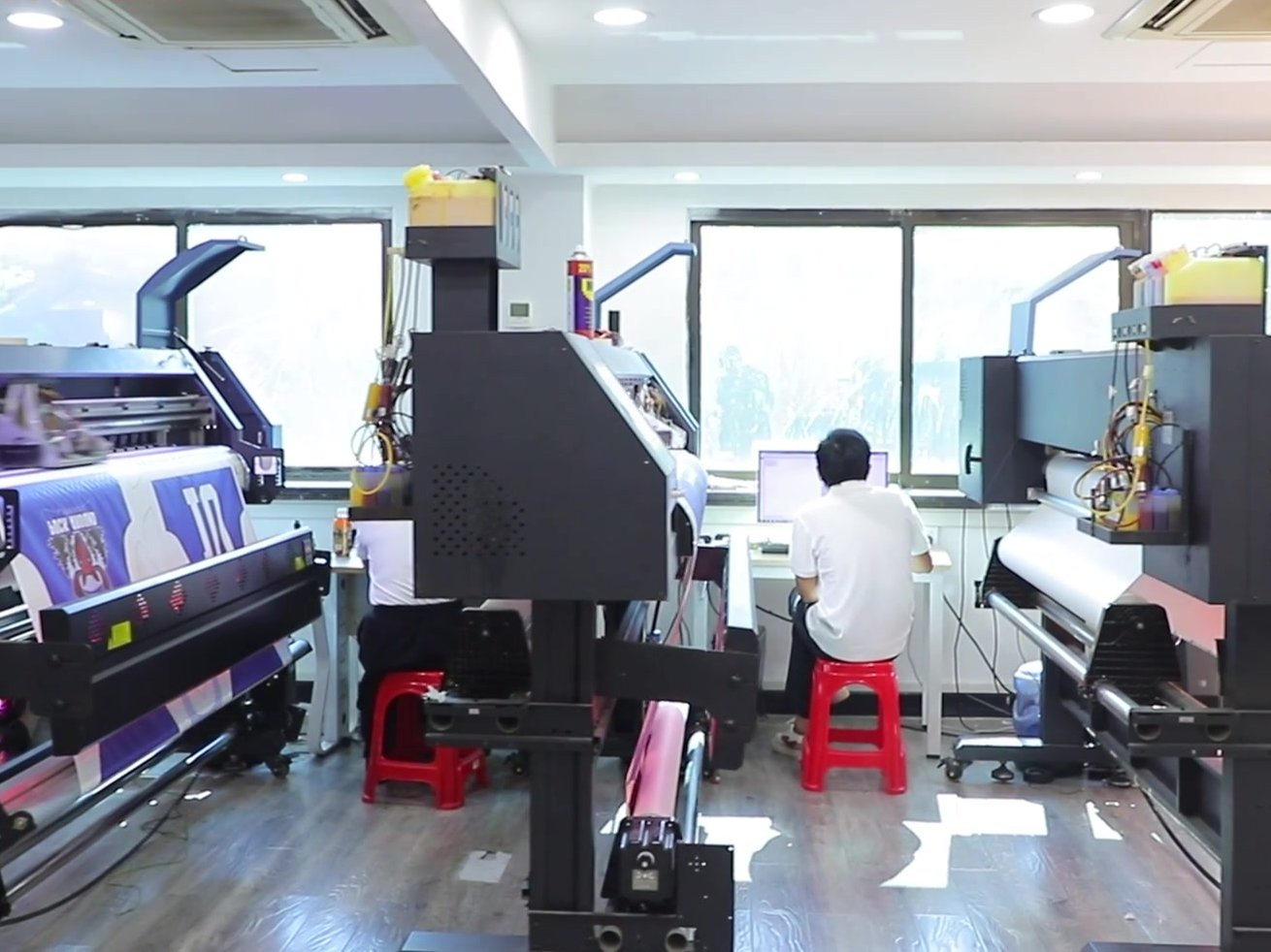 Digital sublimation printing room at Glory Ground sportswear factory