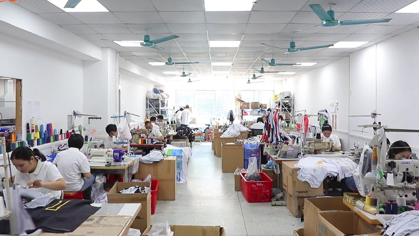 Garment production line sewing custom 7v7 football uniforms