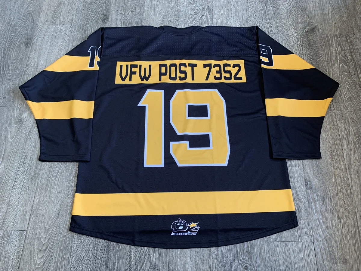 Hockey Jersey – Black & Gold Stripes - custom sportswear manufacturer Glory Ground Apparel