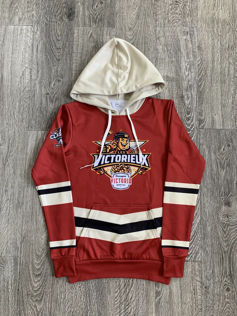 Hockey-Style Hoodie – Red - custom sportswear manufacturer Glory Ground Apparel