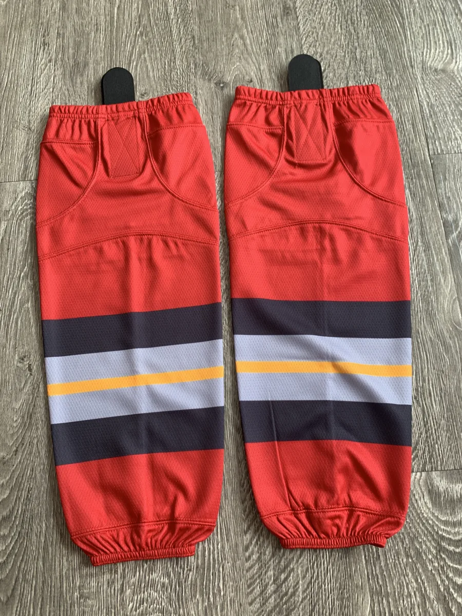 Custom Hockey Socks – Red & Grey Stripes - custom sportswear manufacturer Glory Ground Apparel
