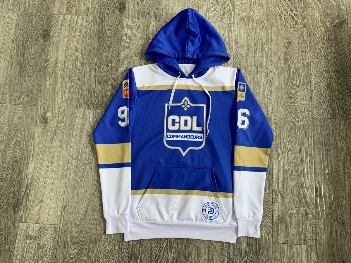Sublimated Hoodie – Royal Blue & White - custom sportswear manufacturer Glory Ground Apparel