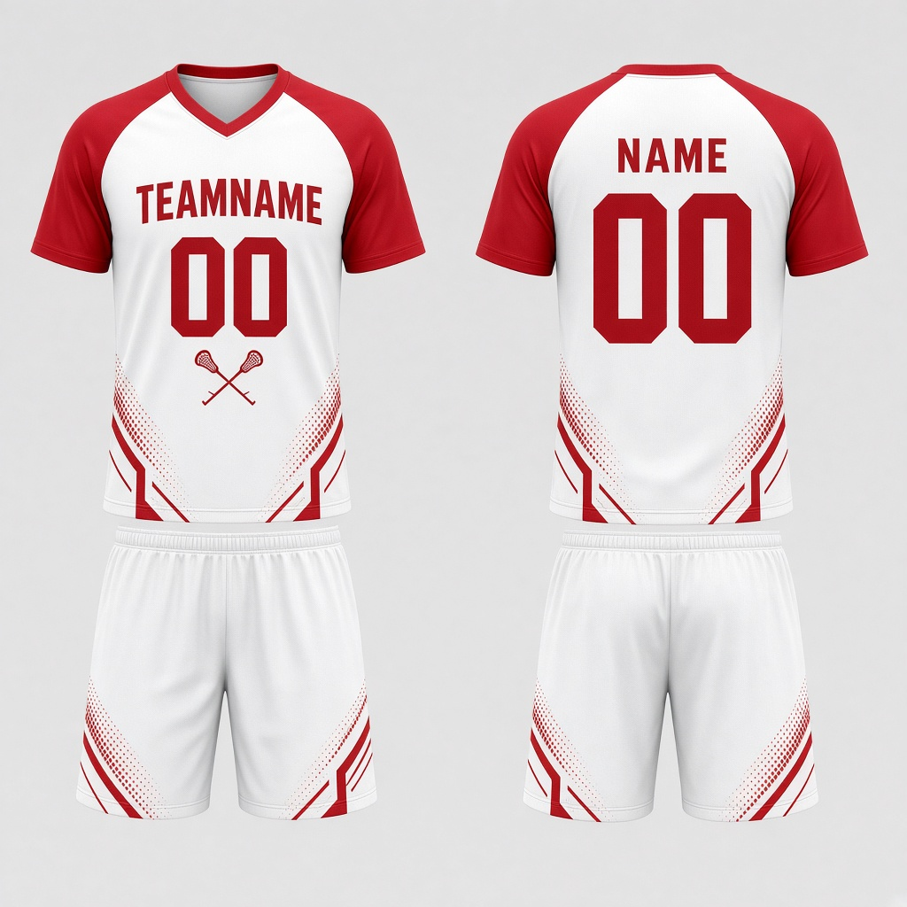 Men's Lacrosse Shooter Shirt & Shorts Set – White & Red