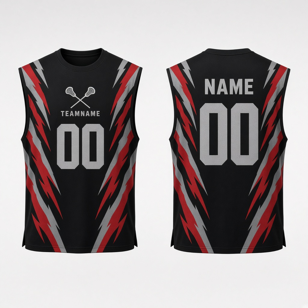 Men's Lacrosse Cut-Off Jersey – Black, Red & Grey