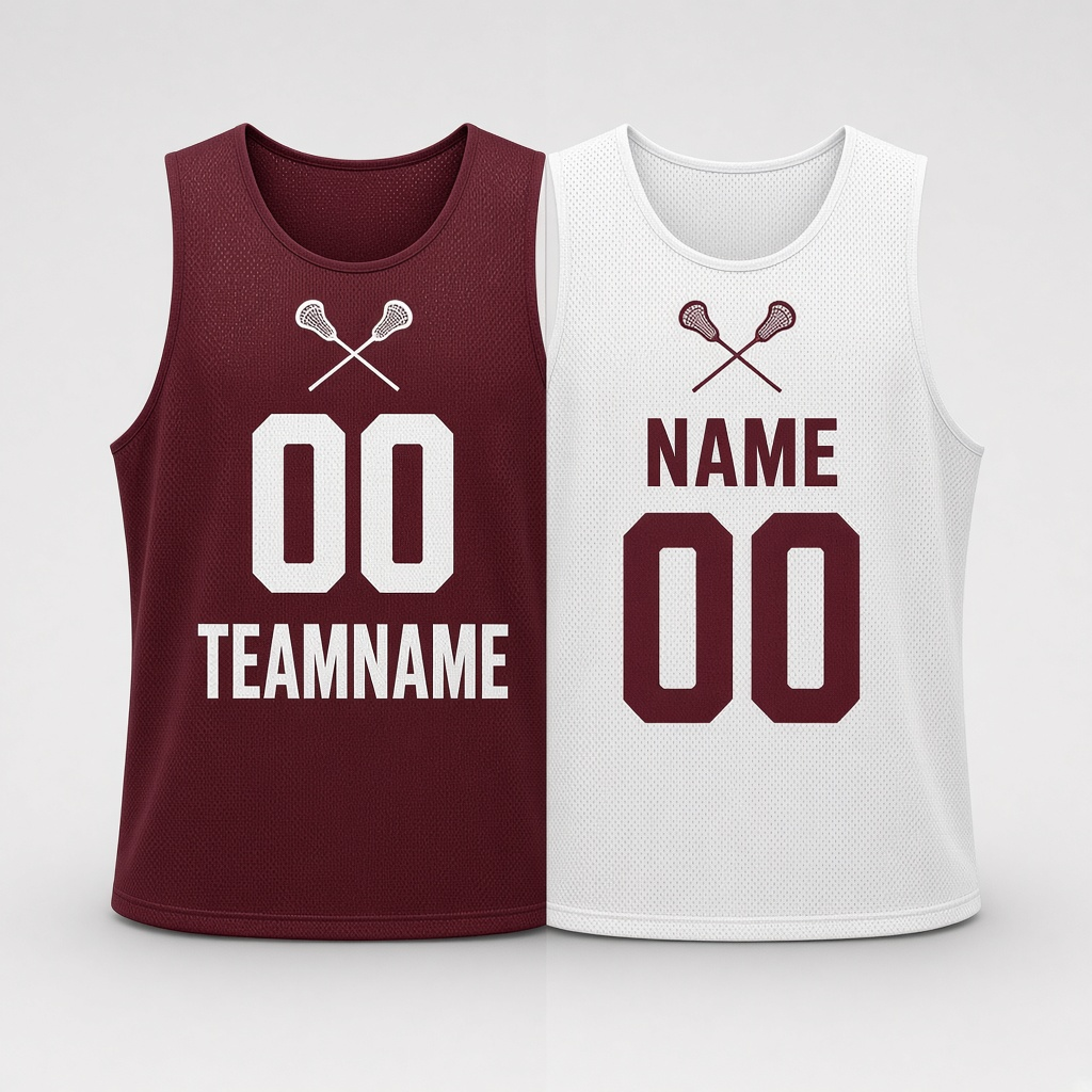 Reversible Lacrosse Practice Pinnie – Maroon & White