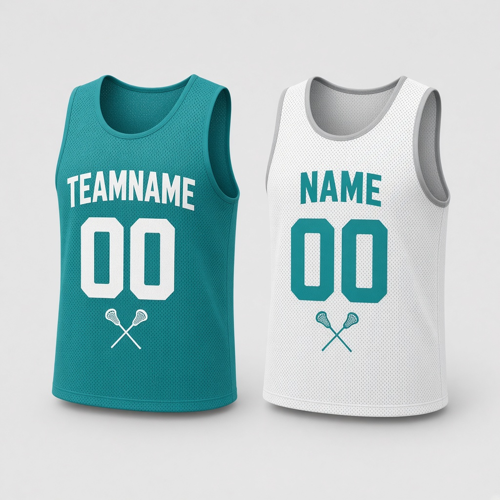 Reversible Lacrosse Practice Pinnie – Teal & White