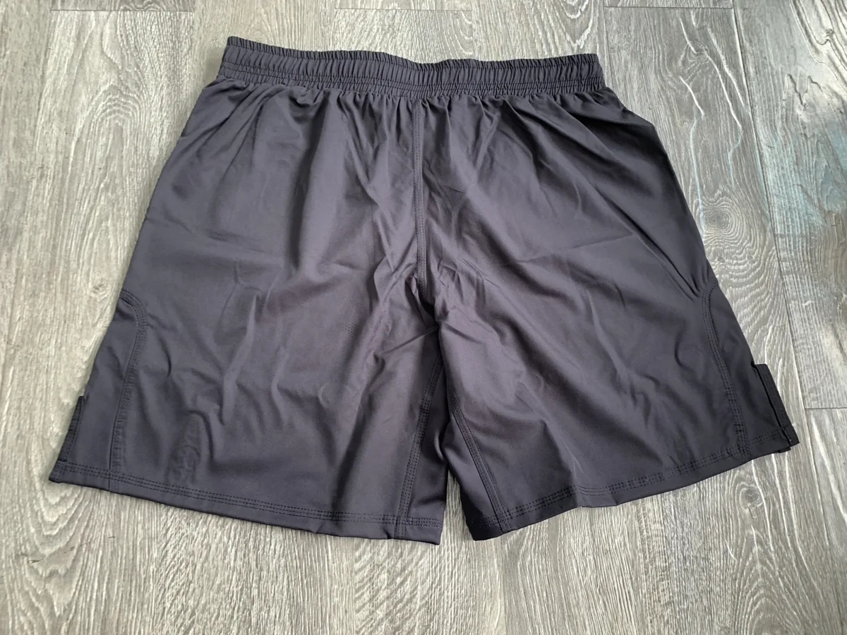 MMA Shorts – Black with Bold Logo - custom sportswear manufacturer Glory Ground Apparel