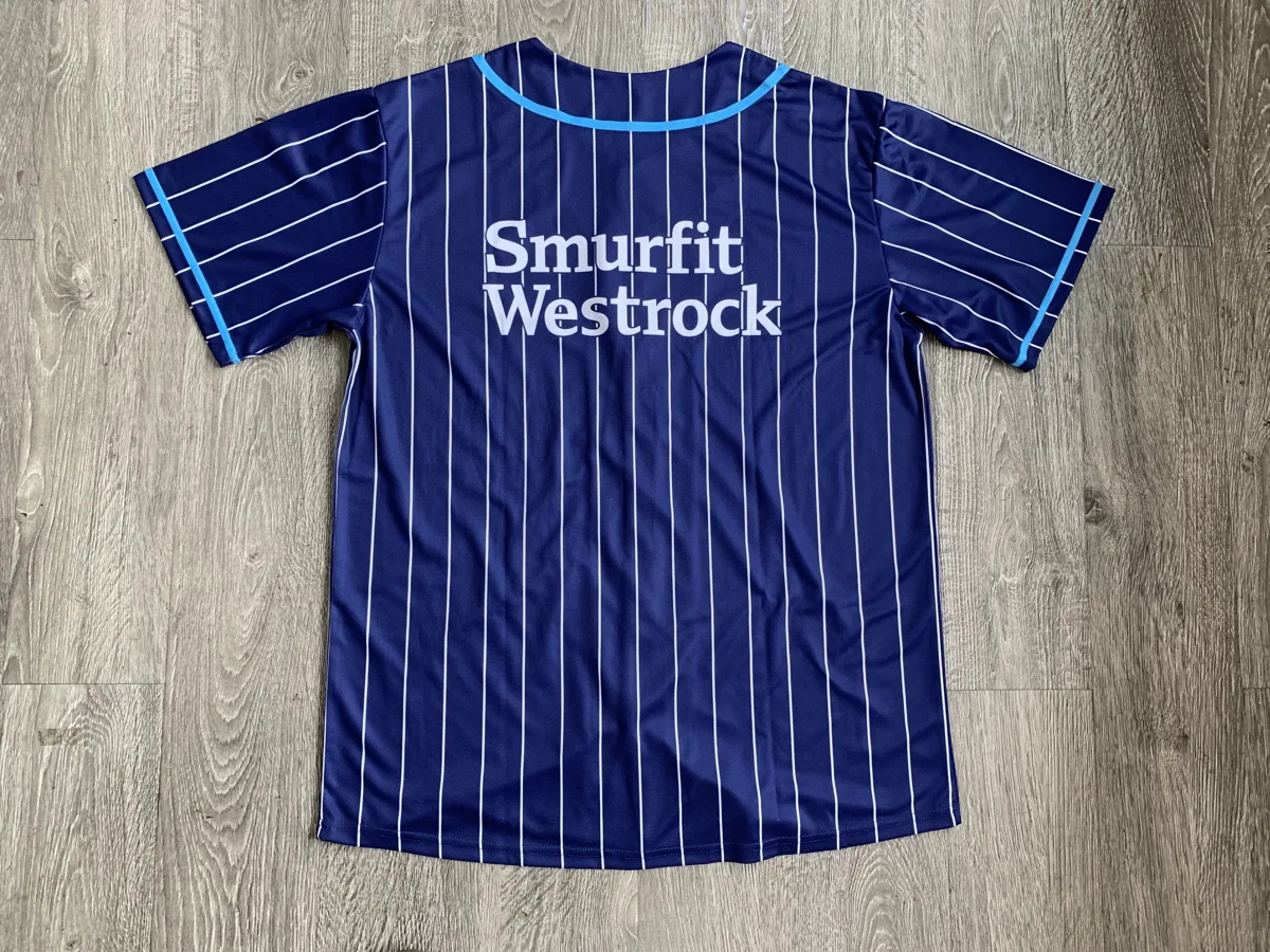 Navy Pinstripe Baseball Jersey - custom sportswear manufacturer Glory Ground Apparel