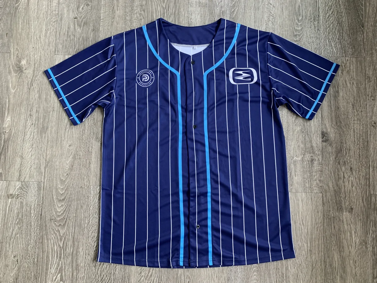 Navy Pinstripe Baseball Jersey - custom sportswear manufacturer Glory Ground Apparel