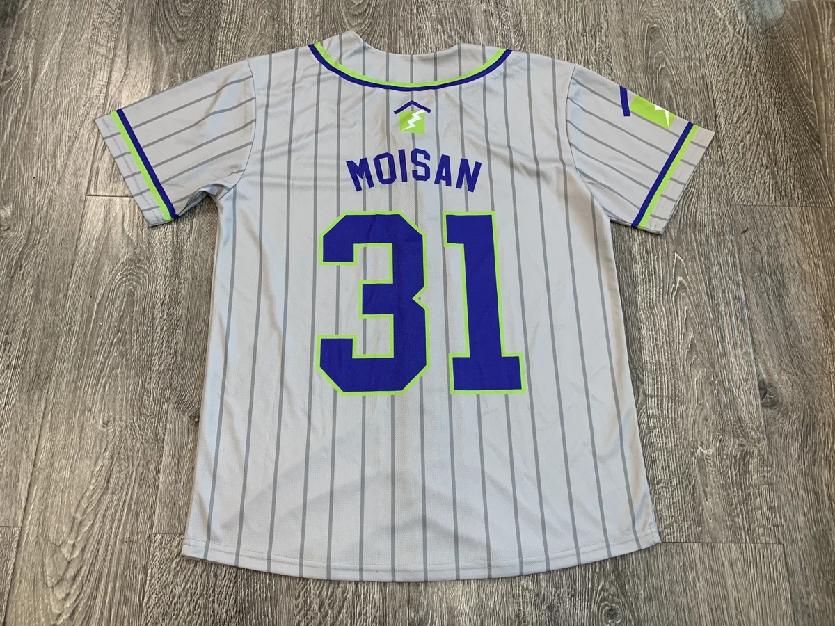 Grey Pinstripe Baseball Jersey - custom sportswear manufacturer Glory Ground Apparel