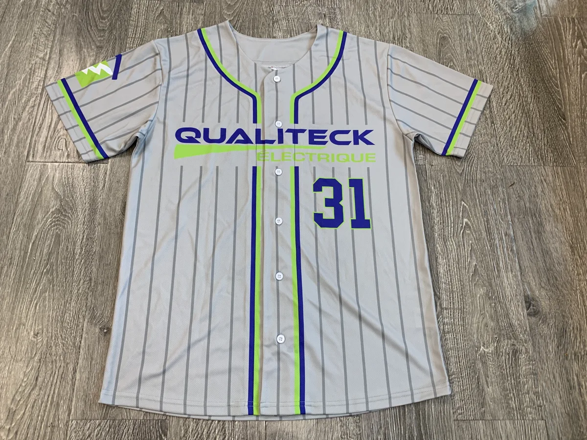 Grey Pinstripe Baseball Jersey - custom sportswear manufacturer Glory Ground Apparel