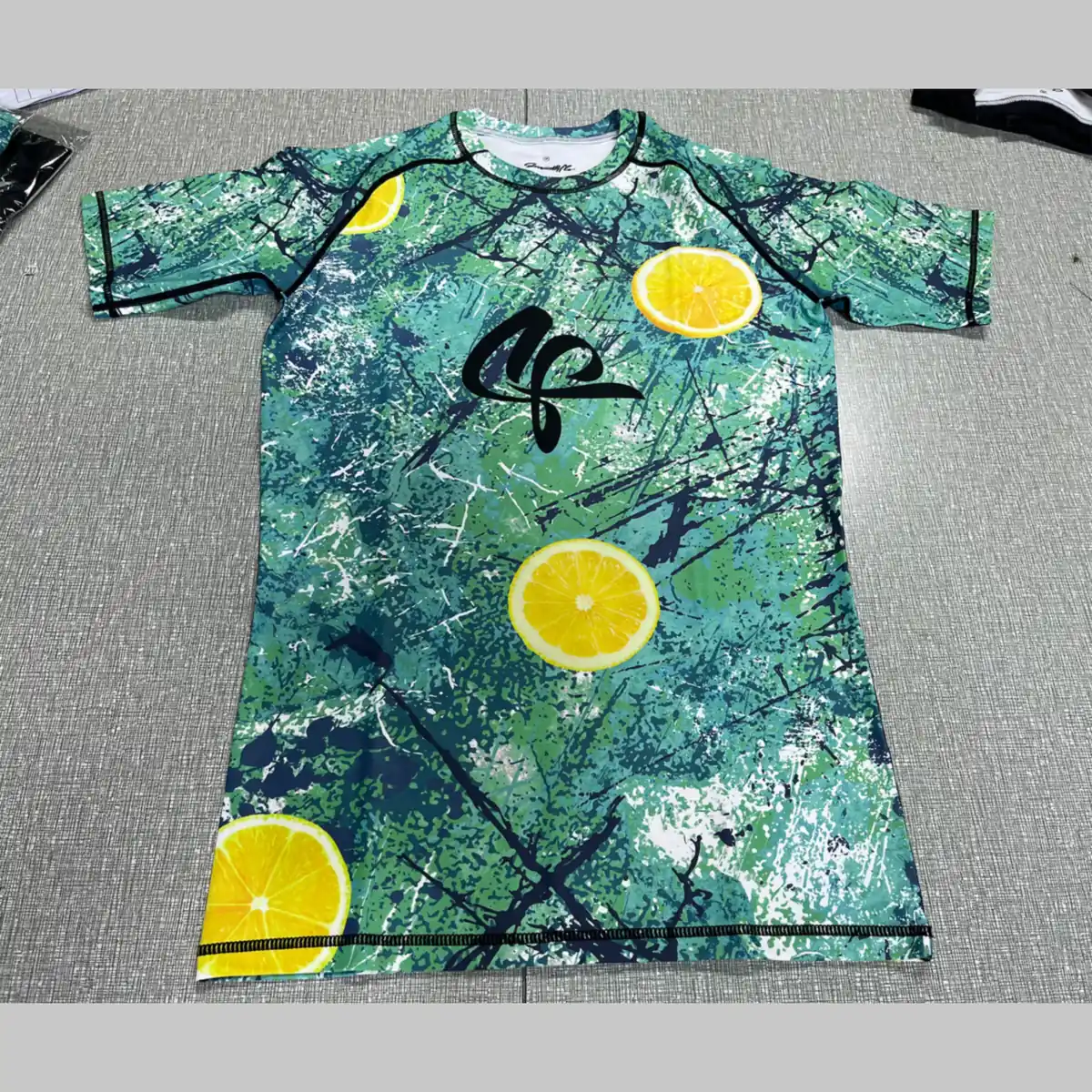 Custom short sleeve rash guard with all-over sublimated print