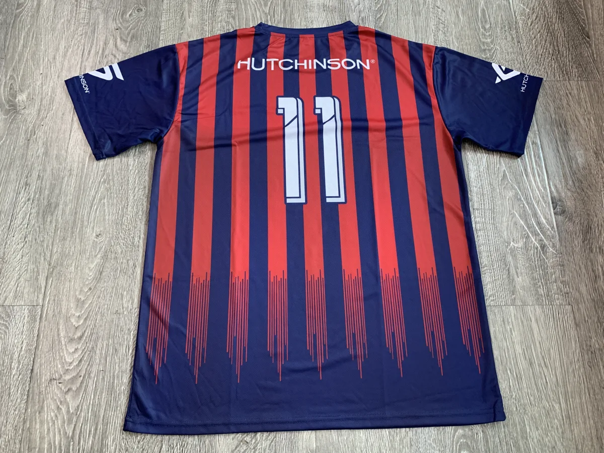 Soccer Jersey – Red & Navy Stripes - custom sportswear manufacturer Glory Ground Apparel