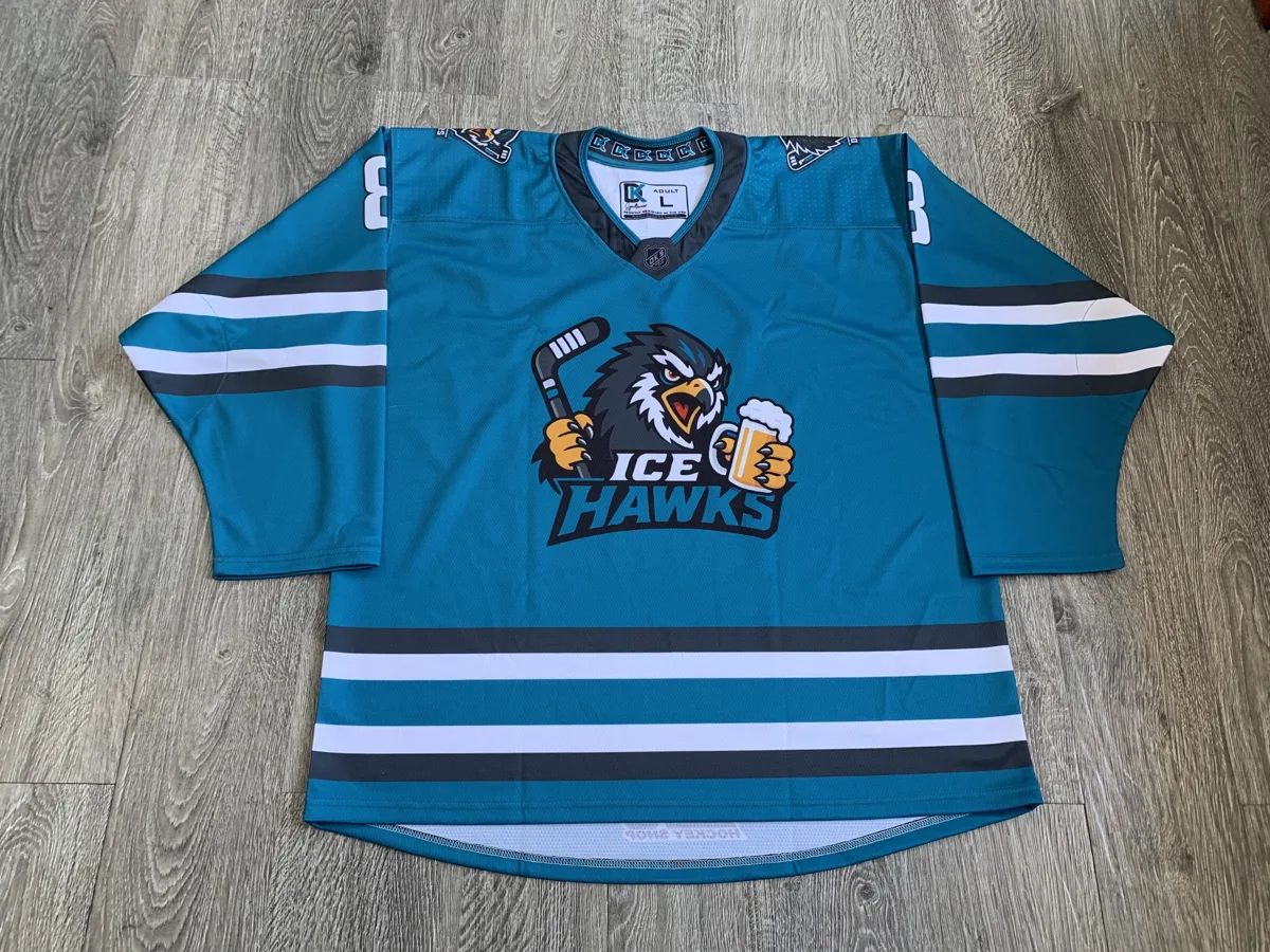 Sublimated Hockey Jersey – Teal Mascot - custom sportswear manufacturer Glory Ground Apparel