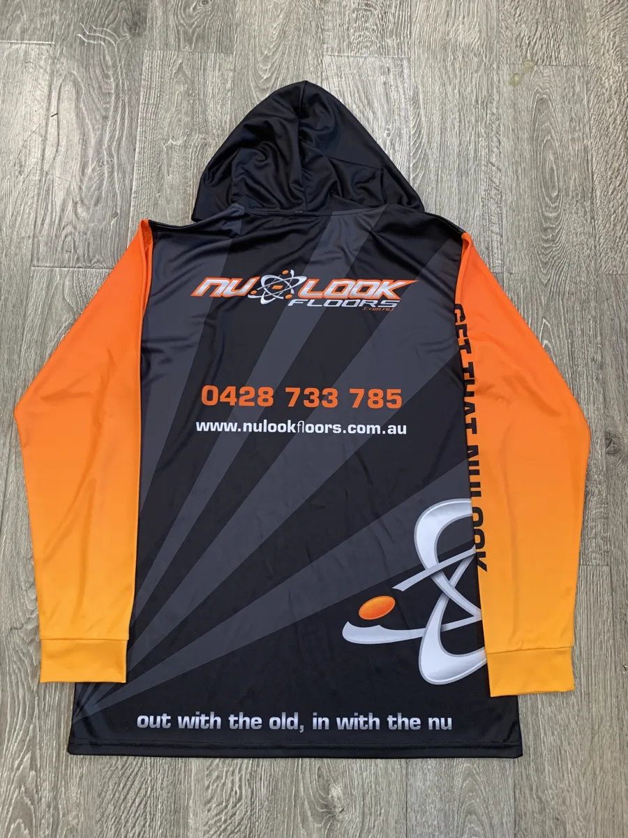 Sublimated Hoodie – Black & Orange - custom sportswear manufacturer Glory Ground Apparel