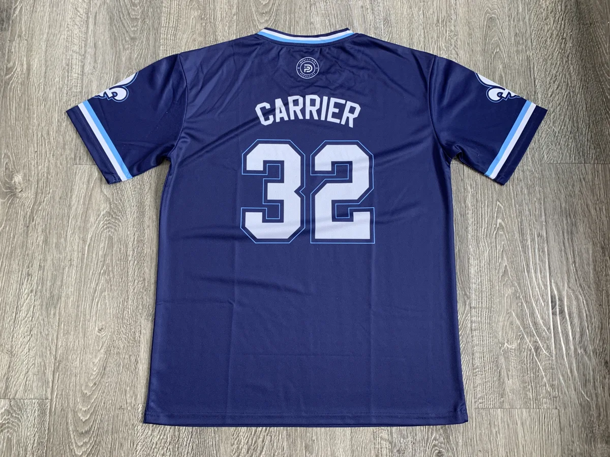 Navy V-Neck Baseball Jersey - custom sportswear manufacturer Glory Ground Apparel