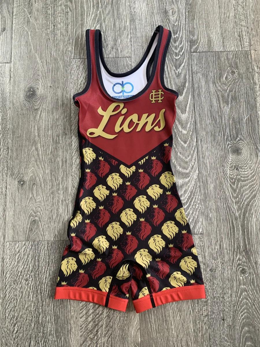 Sublimated Wrestling Singlet – Maroon & Gold Pattern - custom sportswear manufacturer Glory Ground Apparel
